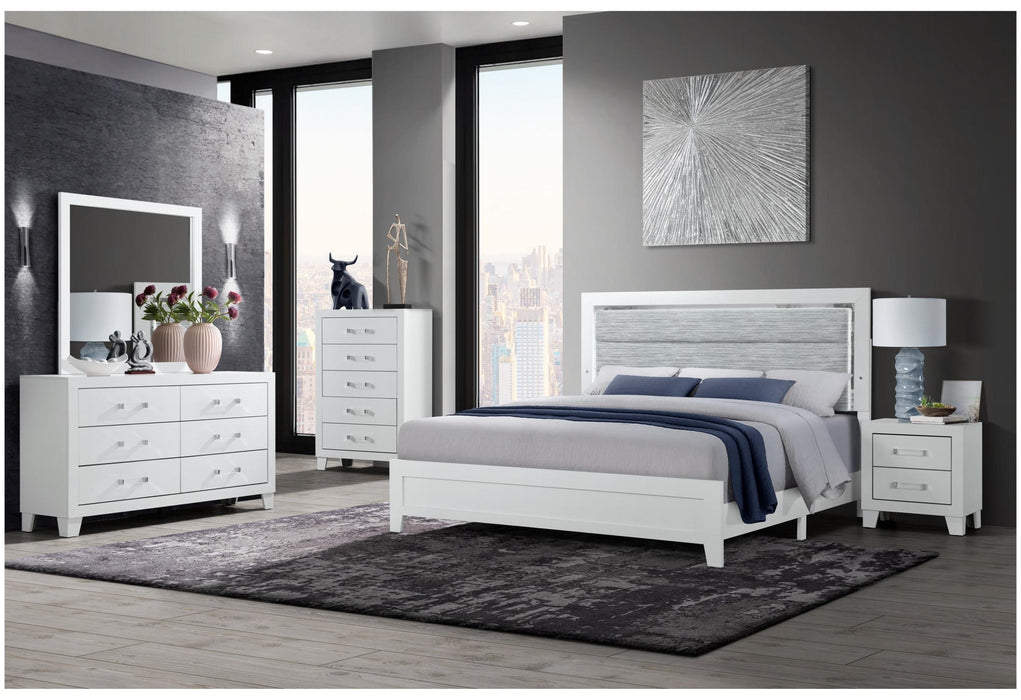 LUCCIA WHITE QUEEN BED GROUP WITH LED