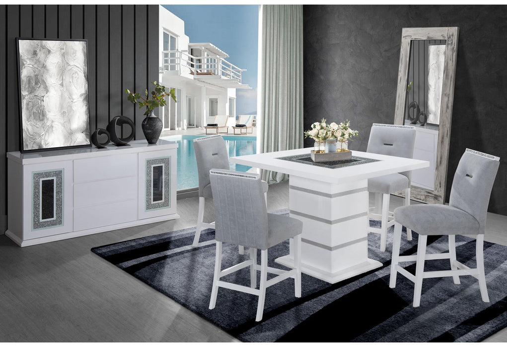 MONACO WHITE BAR TABLE + MONACO BS-N - All Brands Furniture (NJ)