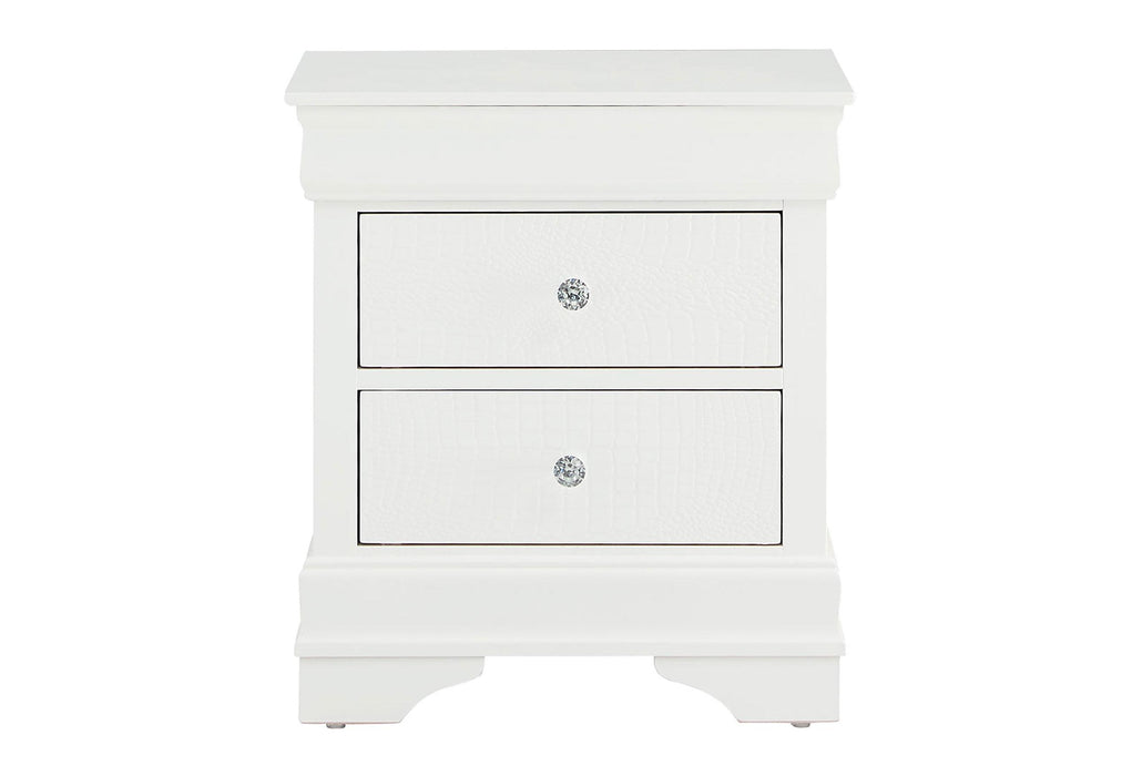 POMPEI METALLIC WHITE NIGHTSTAND - All Brands Furniture (NJ)