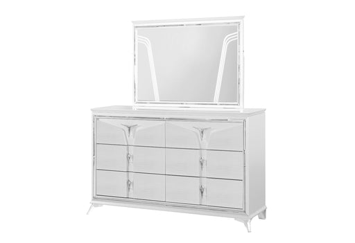 ROMO WHITE MIRROR WITH LED - All Brands Furniture (NJ)