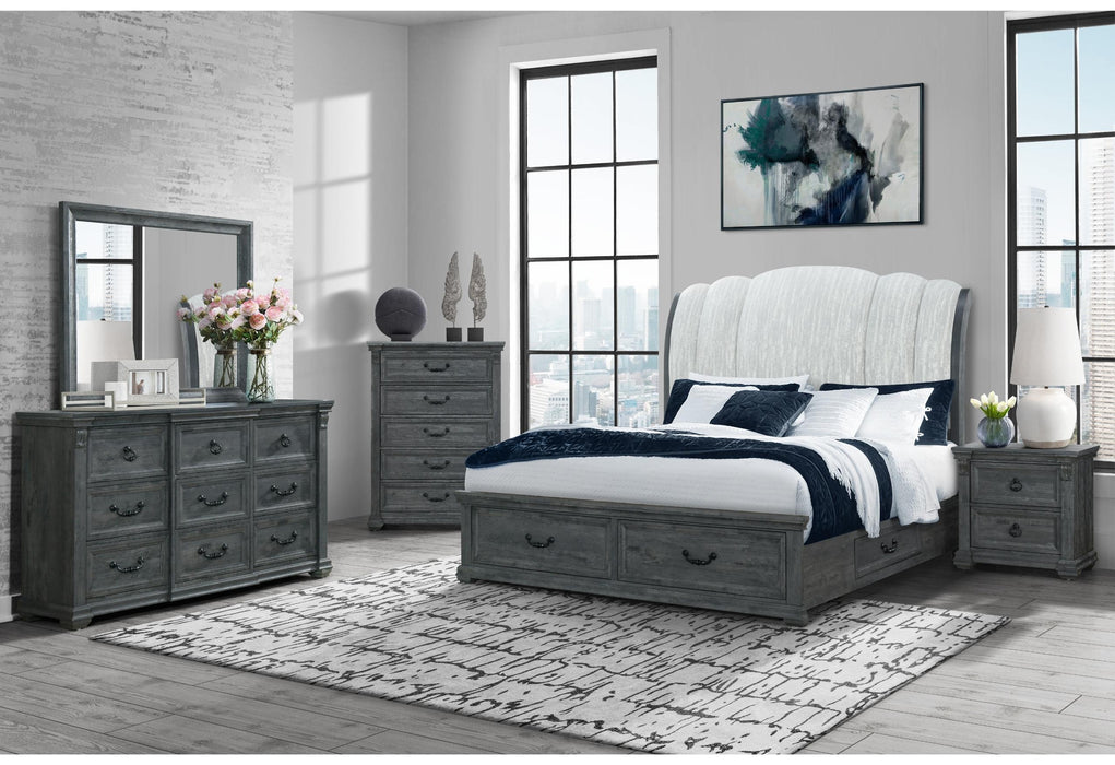 ROWAN GREY STORAGE KING BED GROUP - All Brands Furniture (NJ)