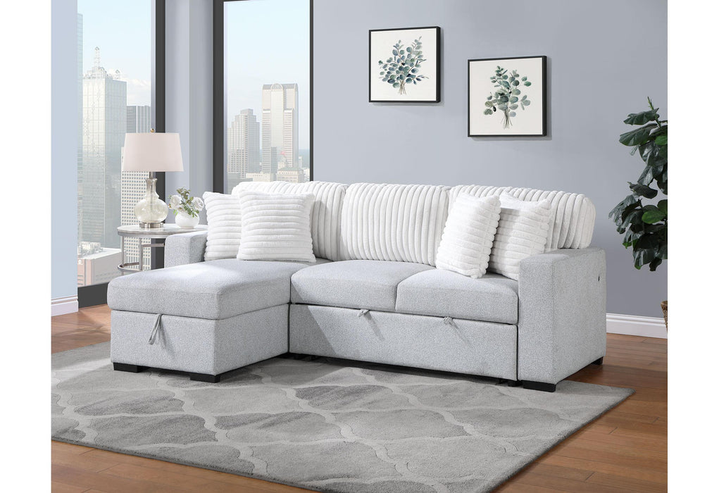 U0204 LIGHT GREY/WHITE REVERSIBLE PULL OUT SOFA BED - All Brands Furniture (NJ)