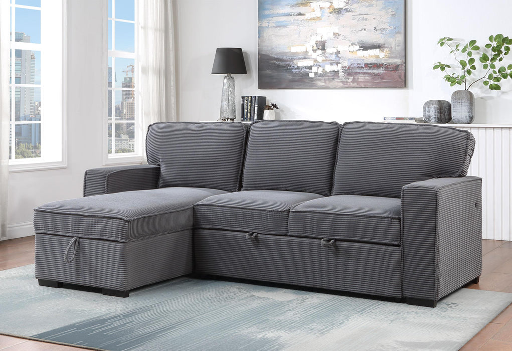 U0203 LIGHT GREY REVERISBLE PULL OUT SOFA BED - All Brands Furniture (NJ)