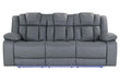 U7068 GREY 10 POWER RECLINING SOFA WITH DDT, WC AND LED - All Brands Furniture (NJ)
