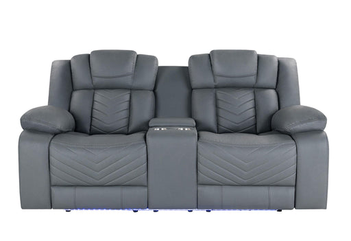 U7069 GREY 10 PWR CON REC LOVESEAT WITH LED AND IMMERSIVE SOUND - All Brands Furniture (NJ)