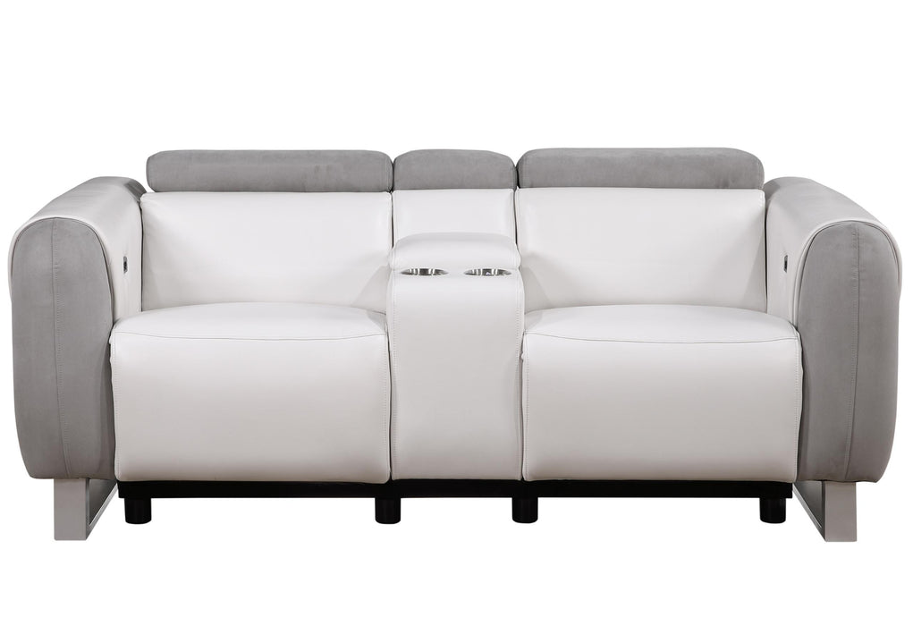 U8520 BLANCHE WHITE/GREY F06 POWER CONSOLE RECLINING LOVESEAT image