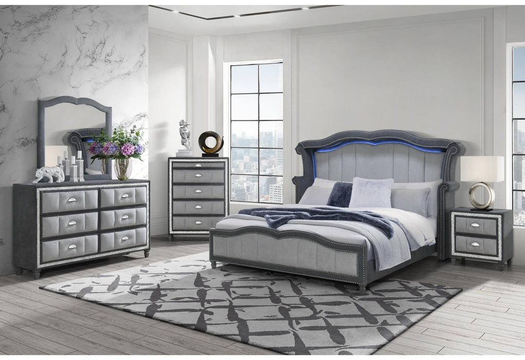 VANNA DARK GREY QUEEN BED GROUP - All Brands Furniture (NJ)