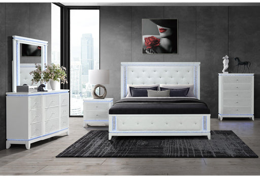 ALINA WHITE QUEEN BED GROUP WITH LED - All Brands Furniture (NJ)