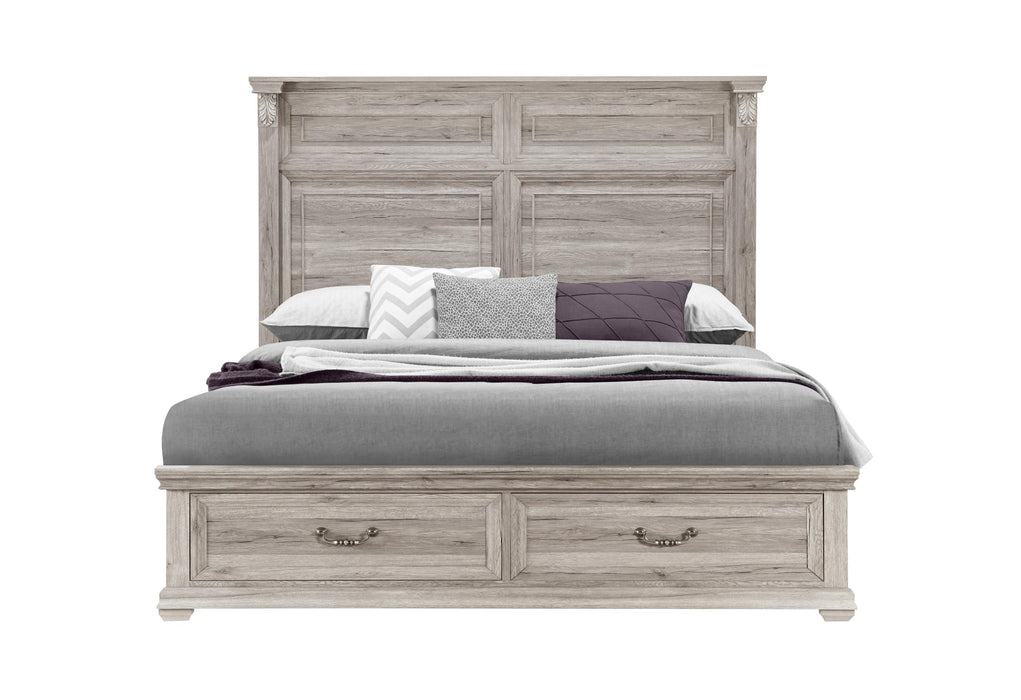 TATUM NATURAL QUEEN BED WITH STORAGE - All Brands Furniture (NJ)