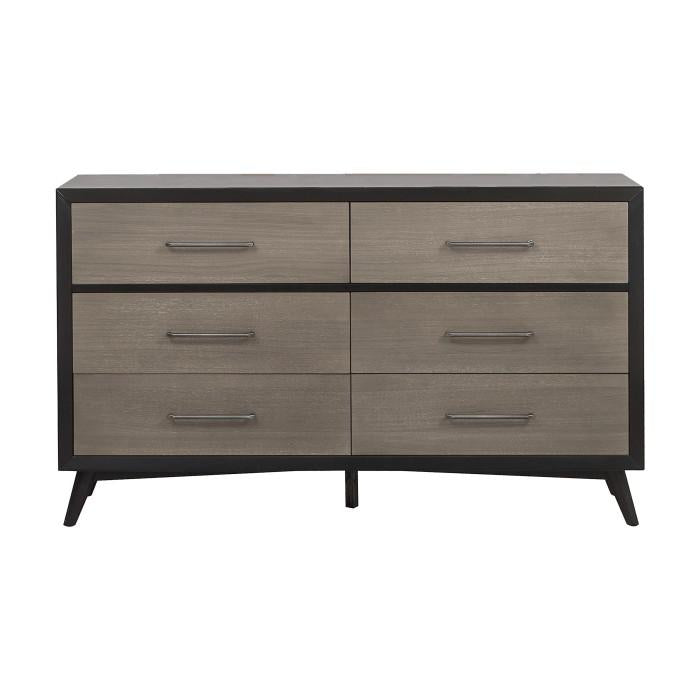 slim fit dress slacks Baxton Studio Halden Mid-Century Modern Multicolor Walnut Brown and Grey  Gradient Finished Wood 6-Drawer Dresser