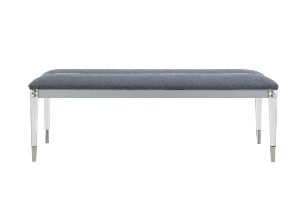 Lando Silver Bench With Acrylic Legs - All Brands Furniture (NJ)