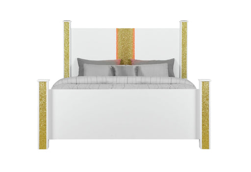 Logan White-Gold Bed - All Brands Furniture (NJ)
