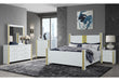 Logan White-Gold Queen Bed-Dresser-Mirror And Nightstand - All Brands Furniture (NJ)