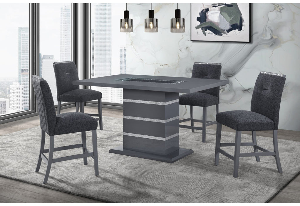 Monaco Dark Grey Rectangular Bar Table And 4 Bar Stools - All Brands Furniture (NJ)