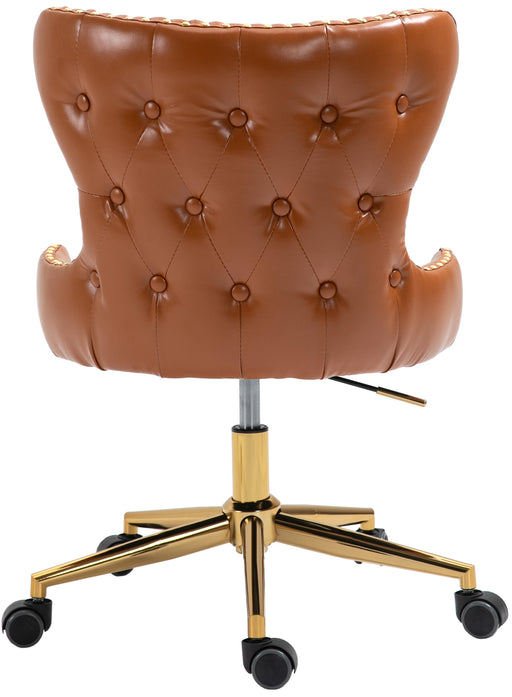 Hendrix Cognac Faux Leather Office Chair - All Brands Furniture (NJ)