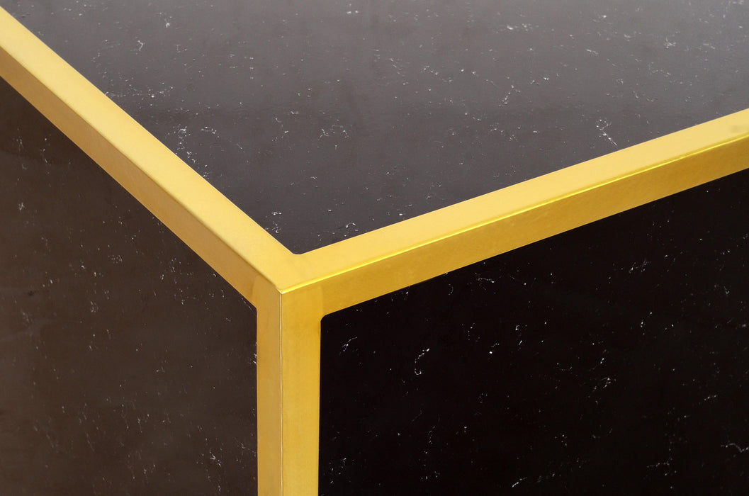 Glitz Black Faux Marble End Table - All Brands Furniture (NJ)