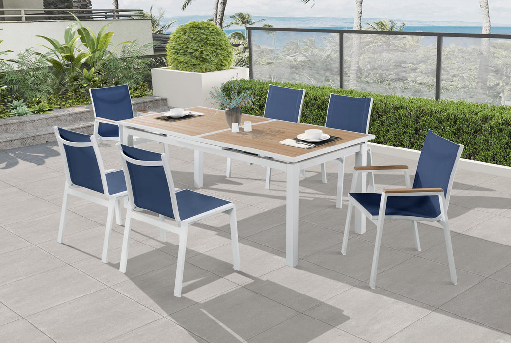 Nizuc Navy Mesh Waterproof Fabric Outdoor Patio Aluminum Mesh Dining Chair - All Brands Furniture (NJ)