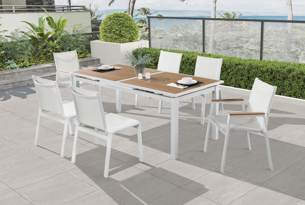 Nizuc White Mesh Waterproof Fabric Outdoor Patio Aluminum Mesh Dining Chair - All Brands Furniture (NJ)