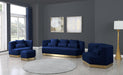 Marquis Navy Velvet Ottoman - All Brands Furniture (NJ)