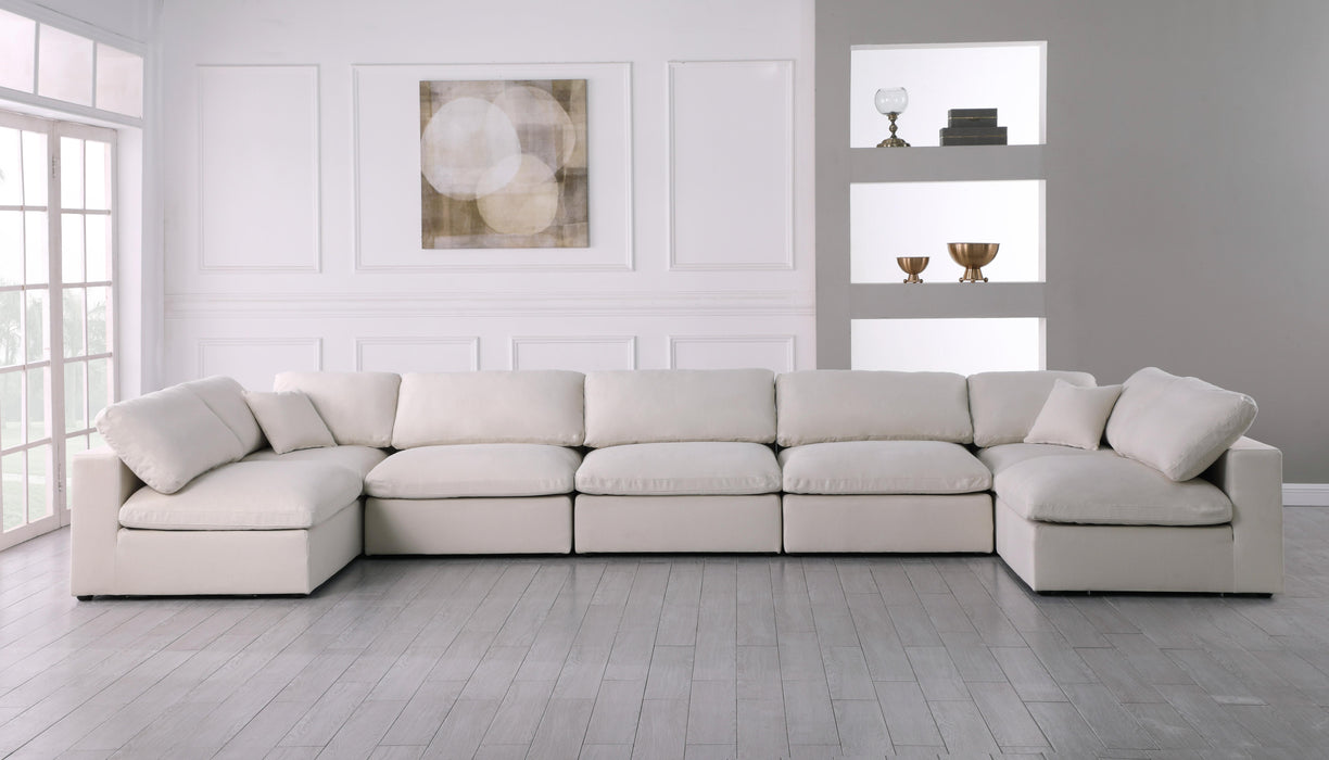 Serene Cream Linen Fabric Deluxe Cloud Modular Sectional - All Brands Furniture (NJ)