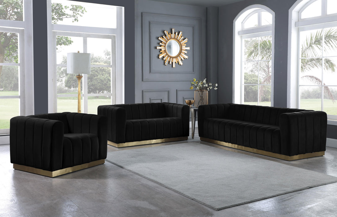 Marlon Black Velvet Sofa - All Brands Furniture (NJ)