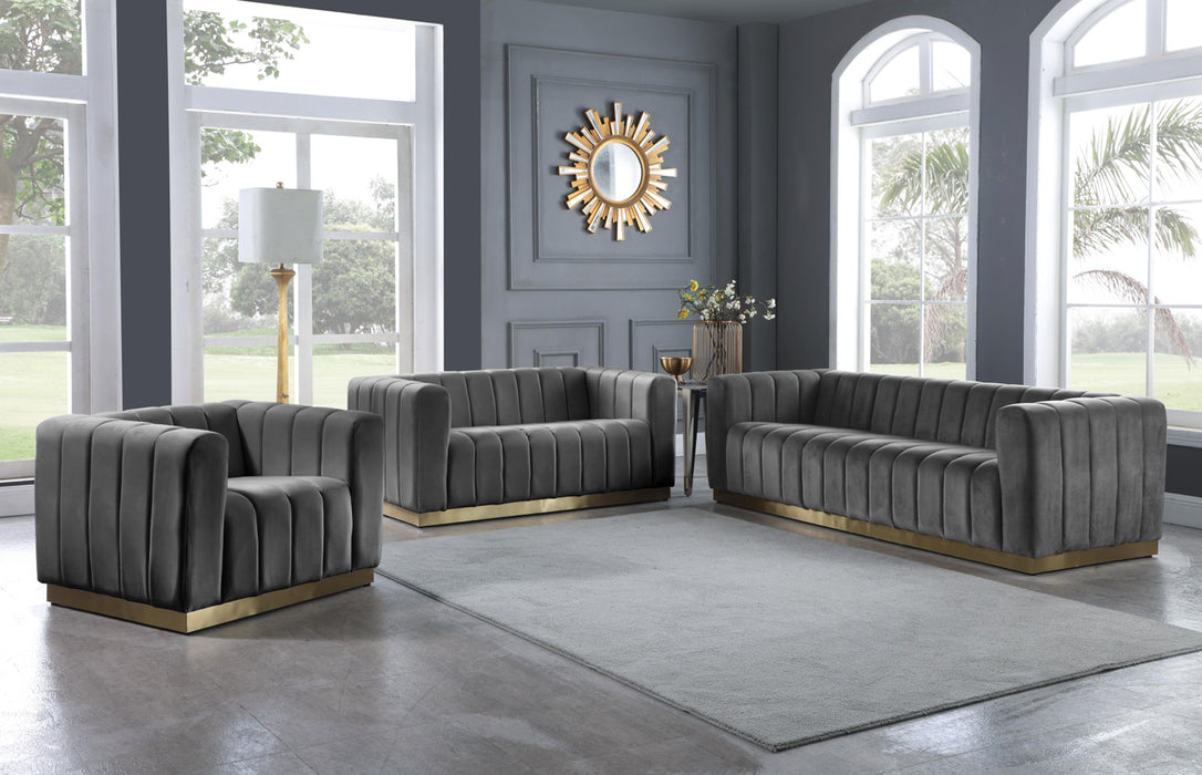 Marlon Grey Velvet Loveseat - All Brands Furniture (NJ)