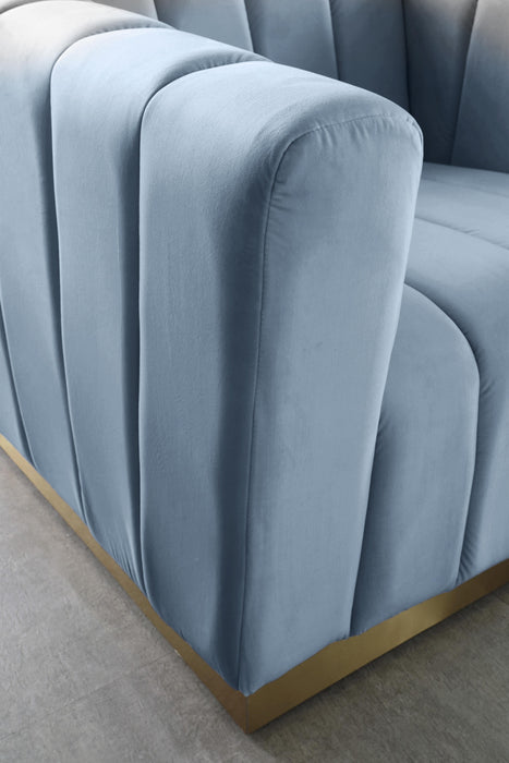 Marlon Sky Blue Velvet Loveseat - All Brands Furniture (NJ)
