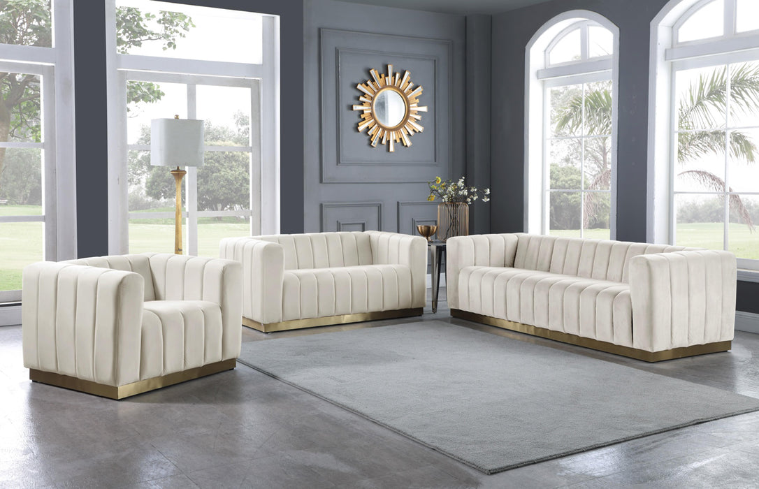 Marlon Cream Velvet Sofa - All Brands Furniture (NJ)