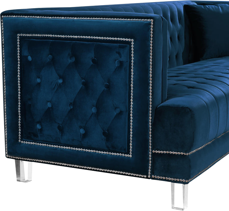 Lucas Navy Velvet Loveseat - All Brands Furniture (NJ)