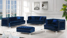 Lucas Navy Velvet Ottoman - All Brands Furniture (NJ)