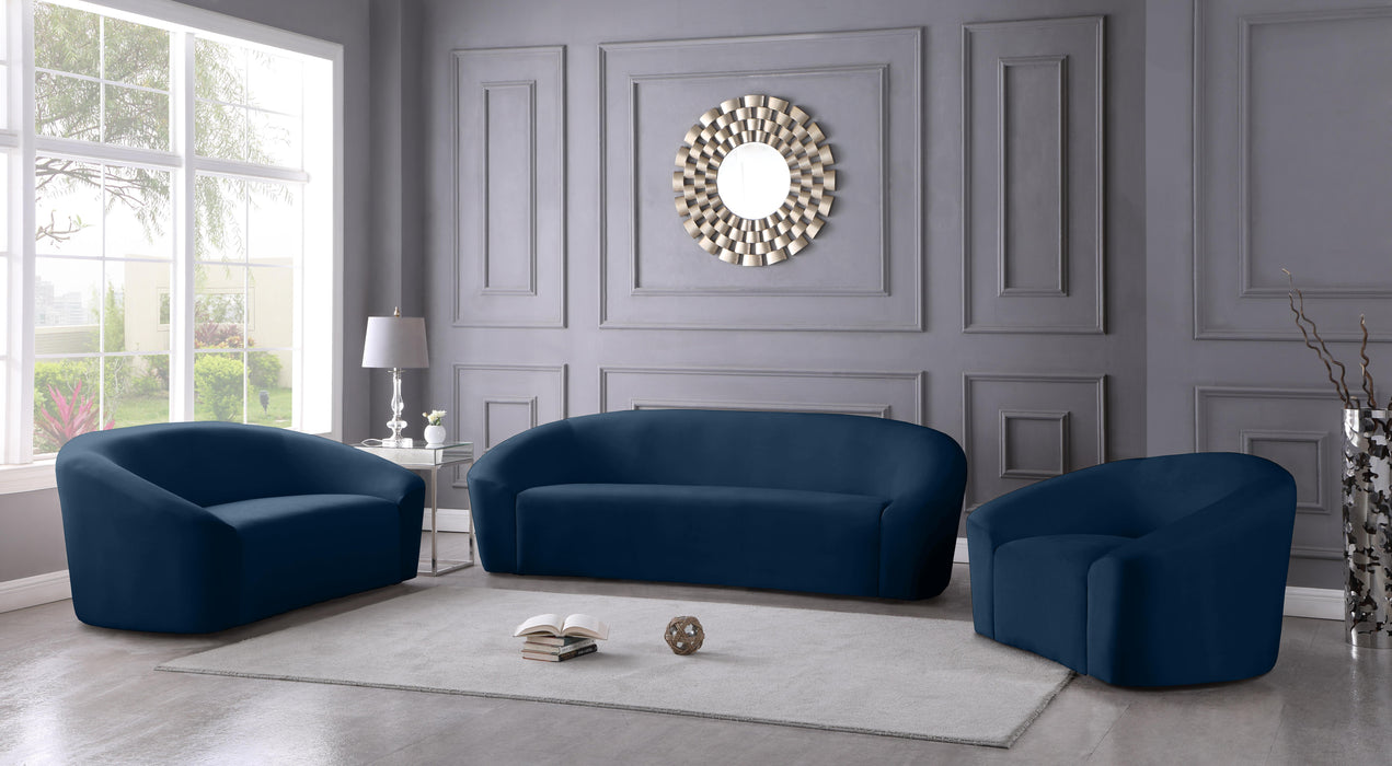 Riley Navy Velvet Loveseat - All Brands Furniture (NJ)