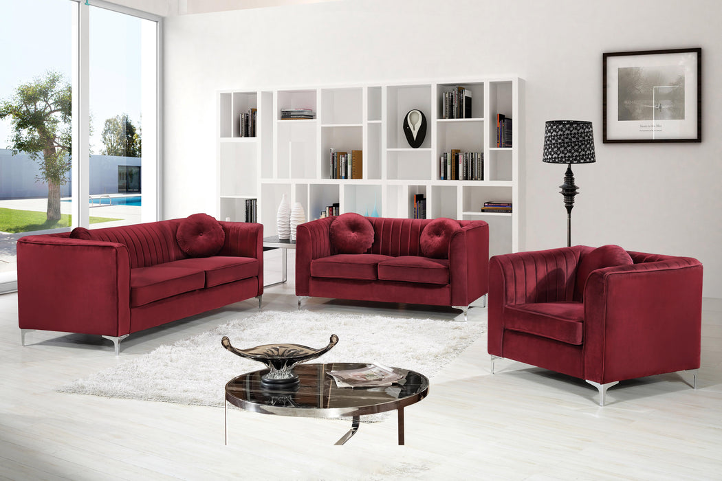 Isabelle Burgundy Velvet Loveseat - All Brands Furniture (NJ)