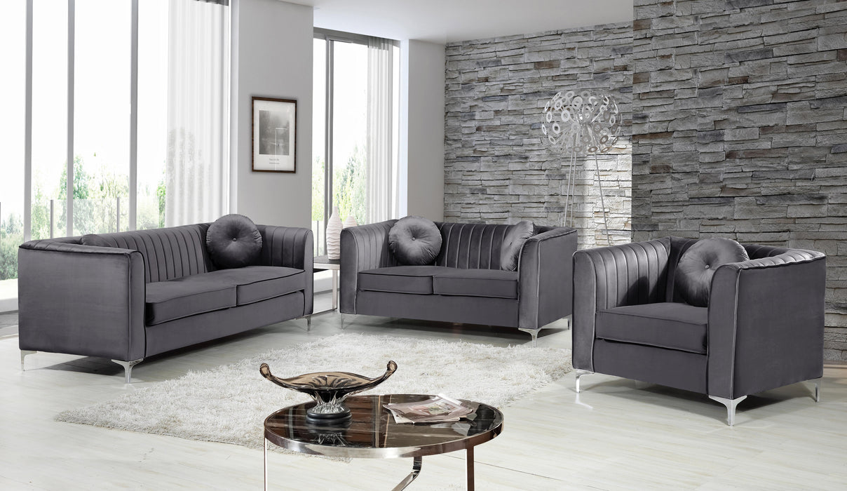 Isabelle Grey Velvet Loveseat - All Brands Furniture (NJ)