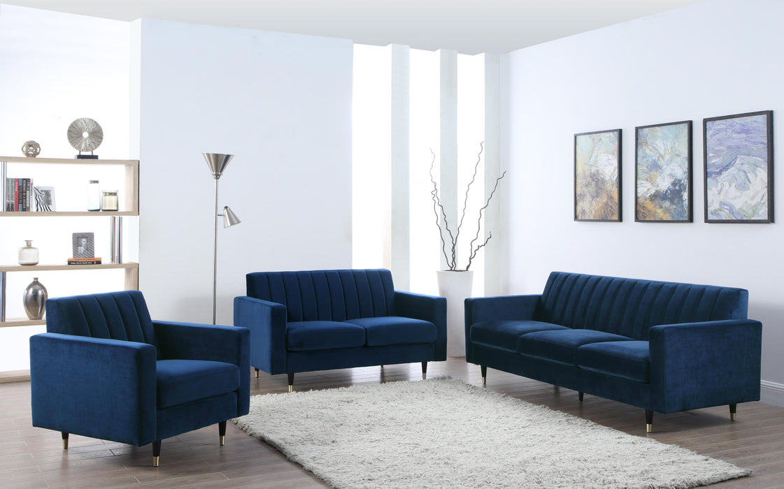Lola Navy Velvet Sofa - All Brands Furniture (NJ)