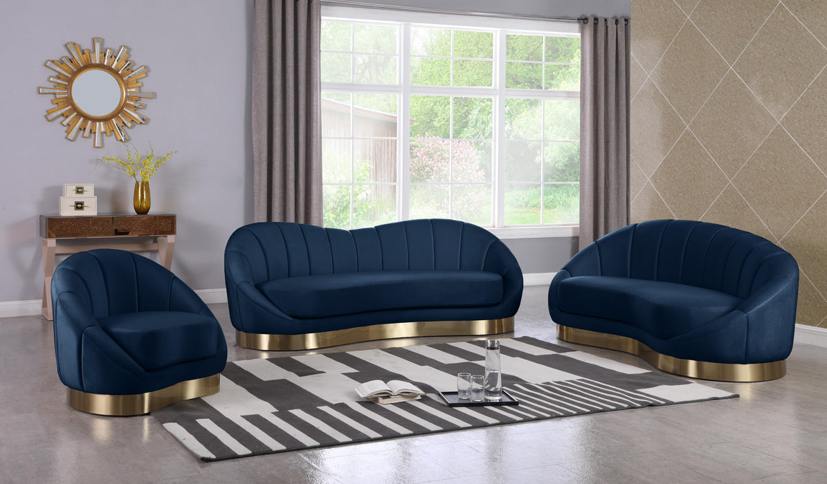 Shelly Navy Velvet Chaise - All Brands Furniture (NJ)