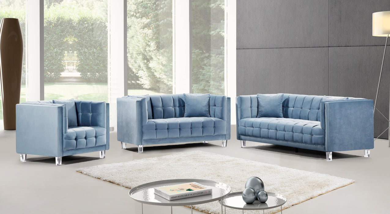 Mariel Sky Blue Velvet Sofa - All Brands Furniture (NJ)