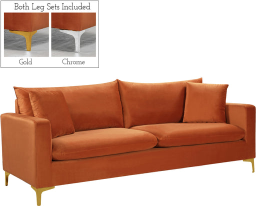 Naomi Cognac Velvet Sofa - All Brands Furniture (NJ)