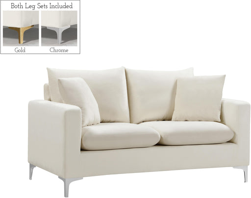 Naomi Cream Velvet Loveseat - All Brands Furniture (NJ)