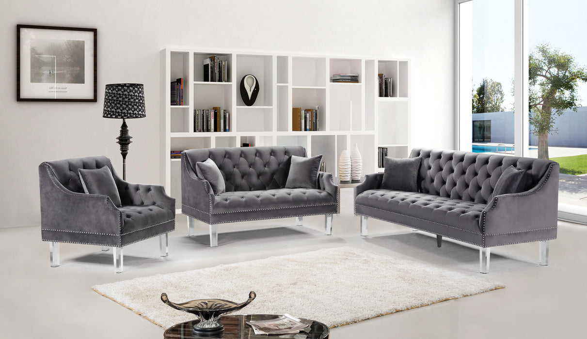 Roxy Grey Velvet Loveseat - All Brands Furniture (NJ)
