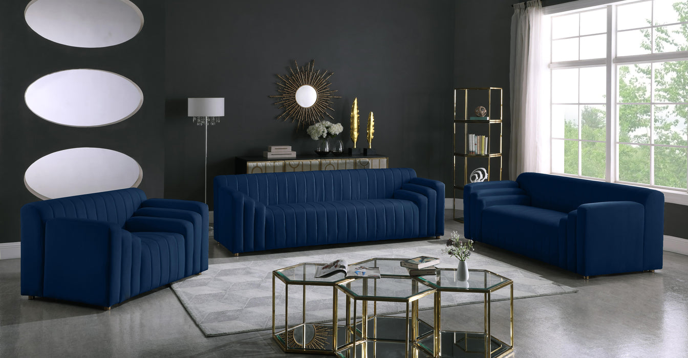 Naya Navy Velvet Sofa - All Brands Furniture (NJ)