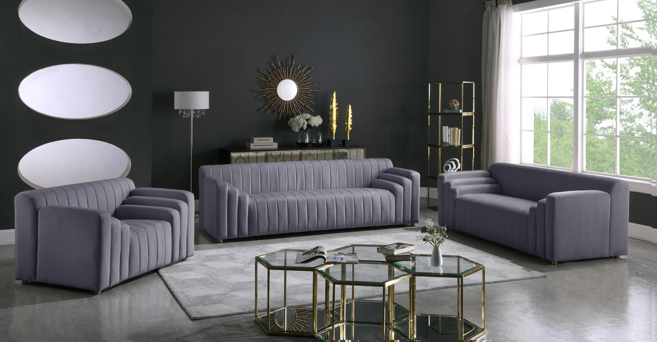 Naya Grey Velvet Sofa - All Brands Furniture (NJ)