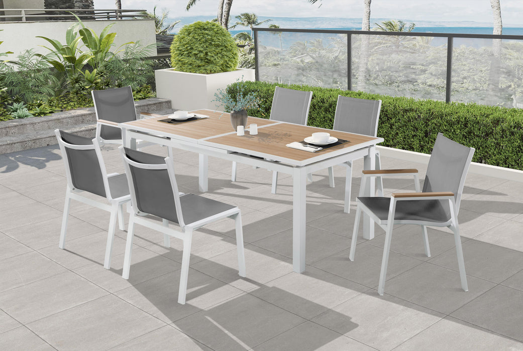 Nizuc Grey Mesh Waterproof Fabric Outdoor Patio Aluminum Mesh Dining Chair - All Brands Furniture (NJ)