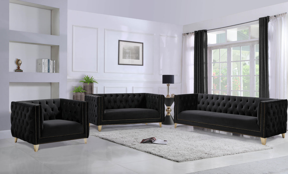Michelle Black Velvet Loveseat - All Brands Furniture (NJ)