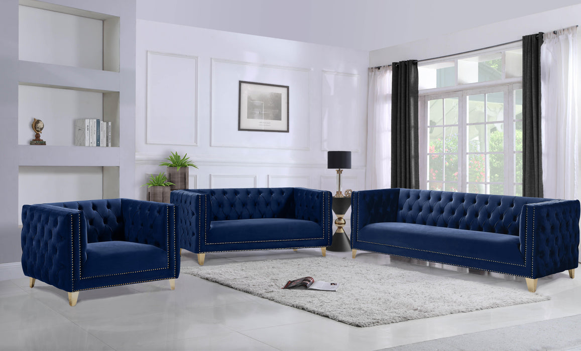 Michelle Navy Velvet Loveseat - All Brands Furniture (NJ)