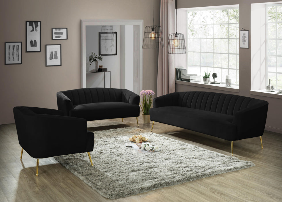 Tori Black Velvet Sofa - All Brands Furniture (NJ)