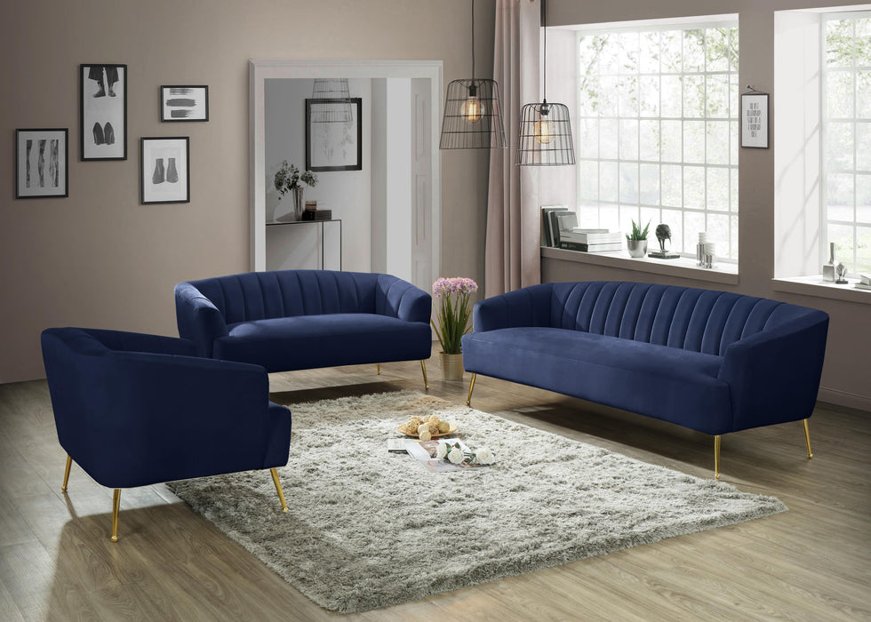 Tori Navy Velvet Loveseat - All Brands Furniture (NJ)