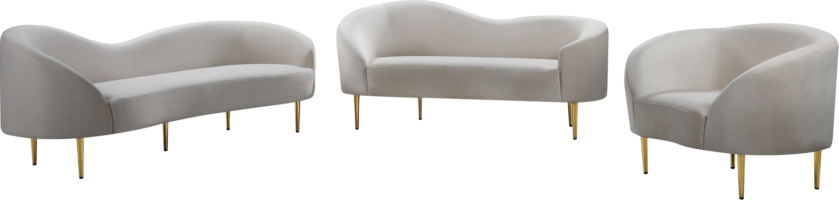 Ritz Cream Velvet Sofa - All Brands Furniture (NJ)