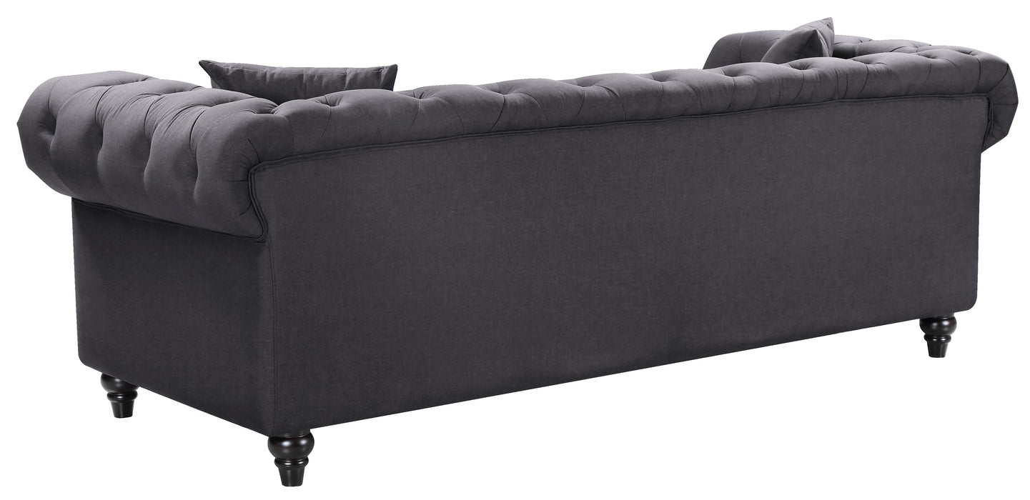 Chesterfield Grey Linen Sofa - All Brands Furniture (NJ)