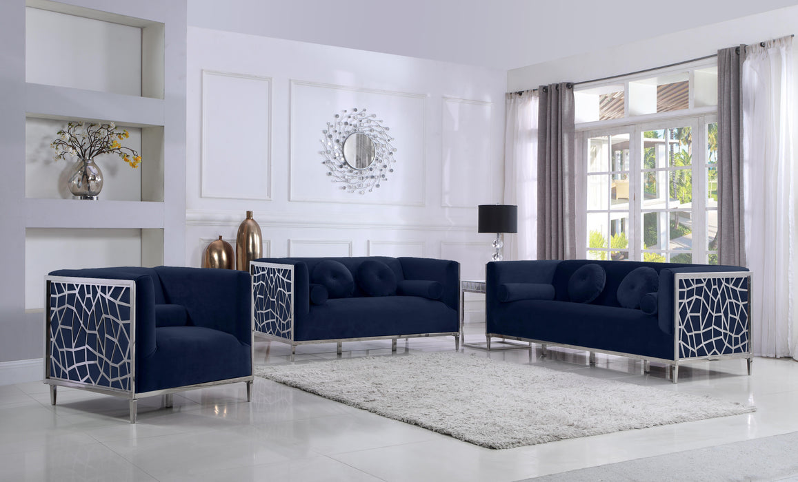 Opal Navy Velvet Loveseat - All Brands Furniture (NJ)