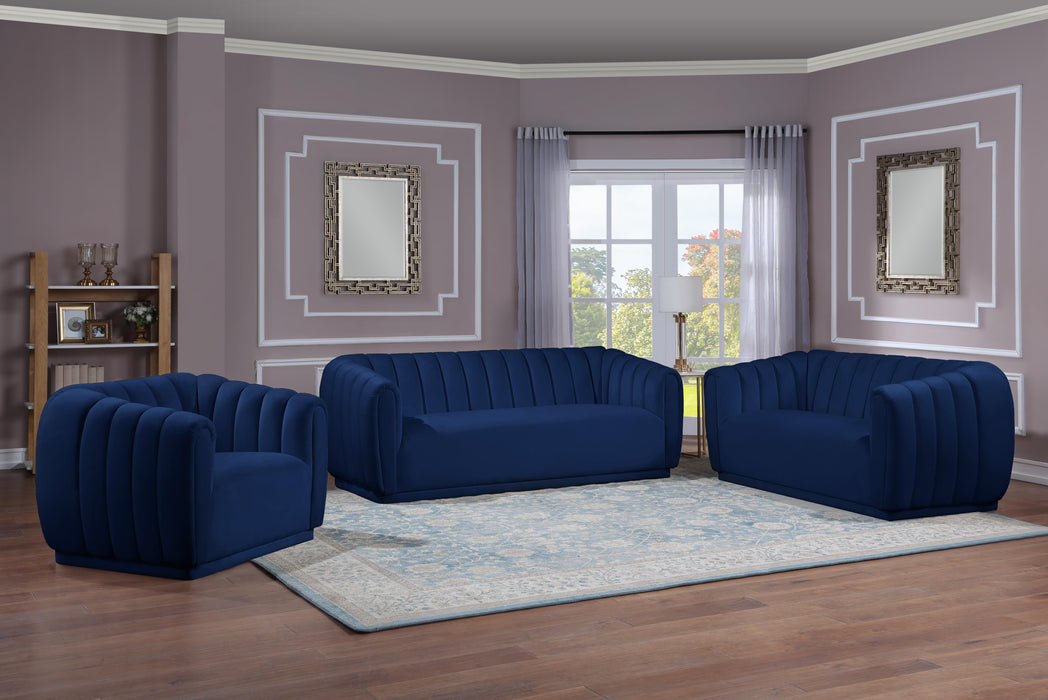 Dixie Navy Velvet Loveseat - All Brands Furniture (NJ)